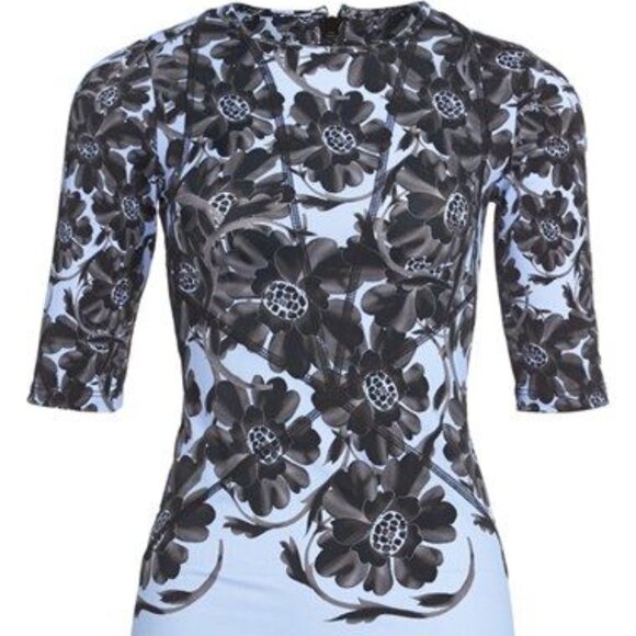 Cynthia Rowley sky blue black floral wetsuit rash guard Medium Small Made in USA - Picture 2 of 3